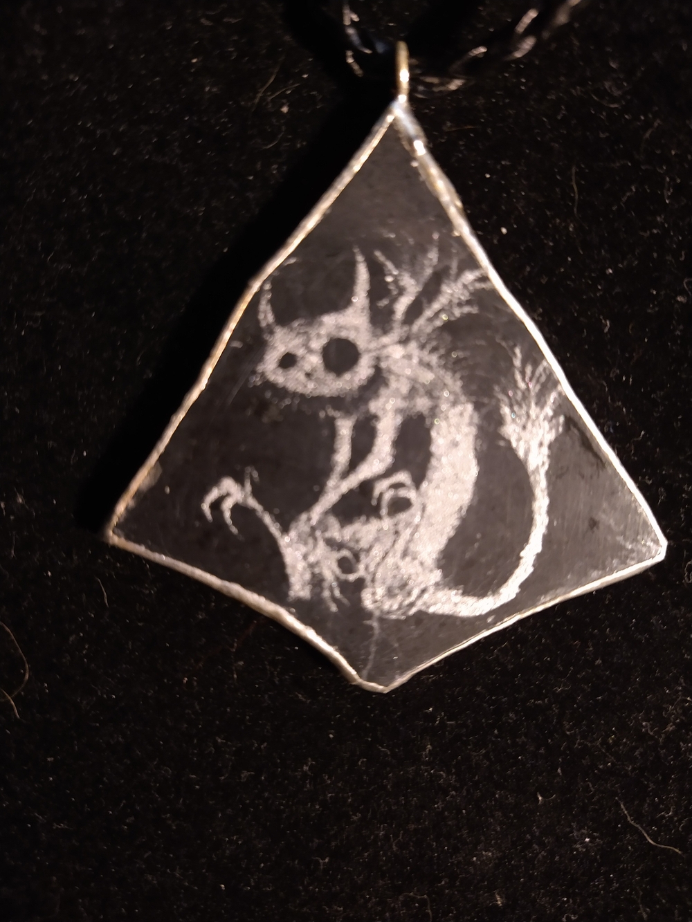 Handmade Black Cat Silhouette Pendant Necklace